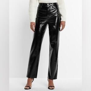 NWT Super High Waisted Faux Patent Leather Modern Straight Pant Size 8R